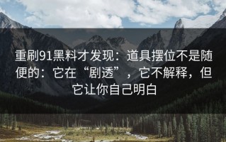 重刷91黑料才发现：道具摆位不是随便的：它在“剧透”，它不解释，但它让你自己明白