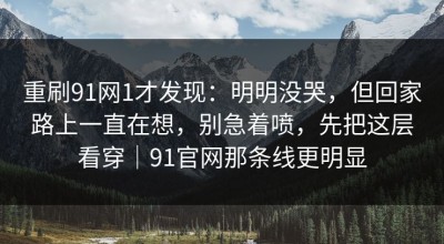 重刷91网1才发现：明明没哭，但回家路上一直在想，别急着喷，先把这层看穿｜91官网那条线更明显