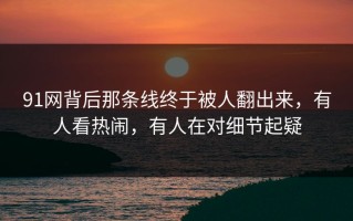 91网背后那条线终于被人翻出来，有人看热闹，有人在对细节起疑