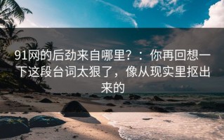 91网的后劲来自哪里？：你再回想一下这段台词太狠了，像从现实里抠出来的