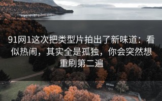91网1这次把类型片拍出了新味道：看似热闹，其实全是孤独，你会突然想重刷第二遍