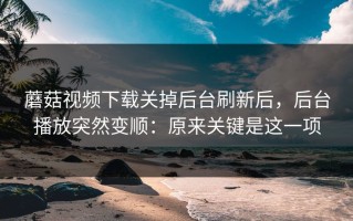 蘑菇视频下载关掉后台刷新后，后台播放突然变顺：原来关键是这一项