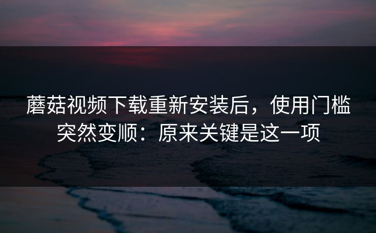 蘑菇视频下载重新安装后，使用门槛突然变顺：原来关键是这一项-第1张图片-蘑菇短视频 - 超清福利视频在线平台