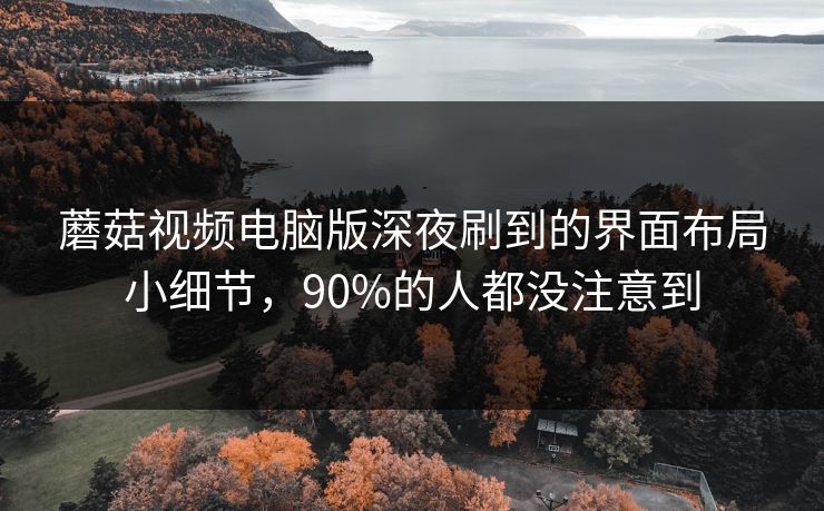 蘑菇视频电脑版深夜刷到的界面布局小细节，90%的人都没注意到-第1张图片-蘑菇短视频 - 超清福利视频在线平台