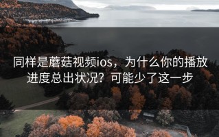 同样是蘑菇视频ios，为什么你的播放进度总出状况？可能少了这一步