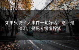 如果只说91大事件一句好话：这不是催泪，是把人慢慢拧紧
