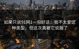 如果只说91网1一句好话：我不太爱这种类型，但这次真被它说服了