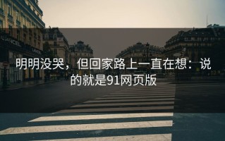 明明没哭，但回家路上一直在想：说的就是91网页版