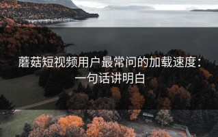 蘑菇短视频用户最常问的加载速度：一句话讲明白