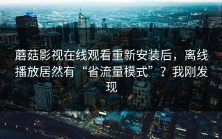 蘑菇影视在线观看重新安装后，离线播放居然有“省流量模式”？我刚发现