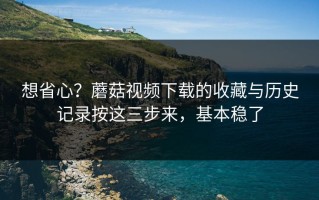 想省心？蘑菇视频下载的收藏与历史记录按这三步来，基本稳了