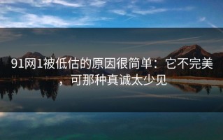 91网1被低估的原因很简单：它不完美，可那种真诚太少见