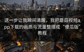 这一步让我瞬间清醒，我把蘑菇视频app下载的画质与流量整理成“傻瓜版”教程