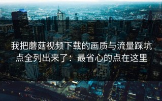 我把蘑菇视频下载的画质与流量踩坑点全列出来了：最省心的点在这里