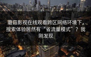 蘑菇影视在线观看跨区网络环境下，搜索体验居然有“省流量模式”？我刚发现