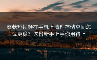 蘑菇短视频在手机上清理存储空间怎么更稳？这份新手上手你用得上