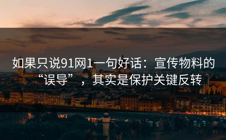 如果只说91网1一句好话：宣传物料的“误导”，其实是保护关键反转-第1张图片-蘑菇短视频 - 超清福利视频在线平台