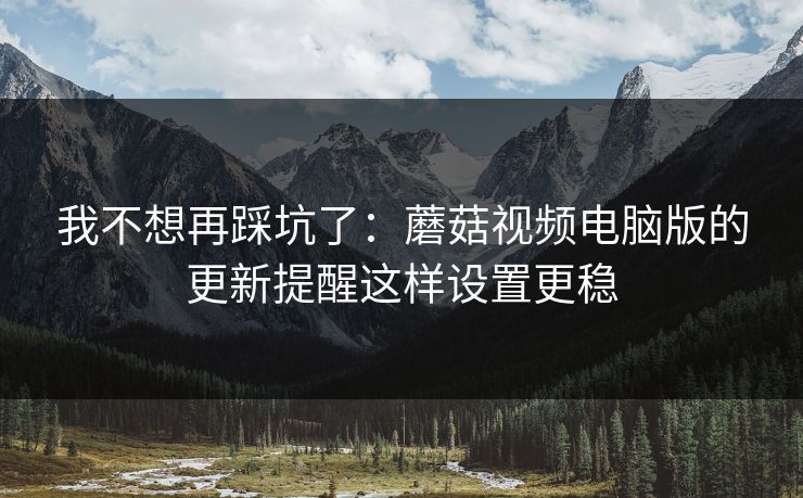 我不想再踩坑了：蘑菇视频电脑版的更新提醒这样设置更稳