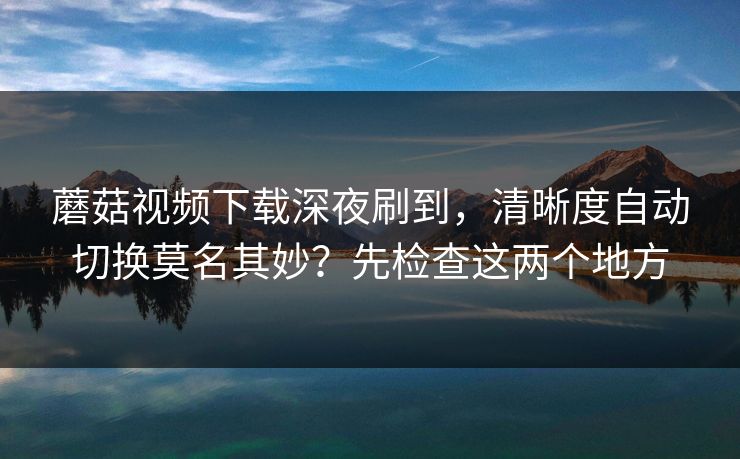 蘑菇视频下载深夜刷到，清晰度自动切换莫名其妙？先检查这两个地方