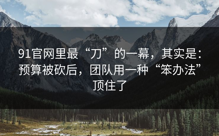 91官网里最“刀”的一幕，其实是：预算被砍后，团队用一种“笨办法”顶住了